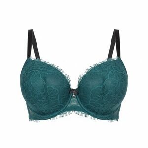 Victoria's Secret GreenLace Lined Demi Bra 34DDD Underwire Velvet Straps Eyelash